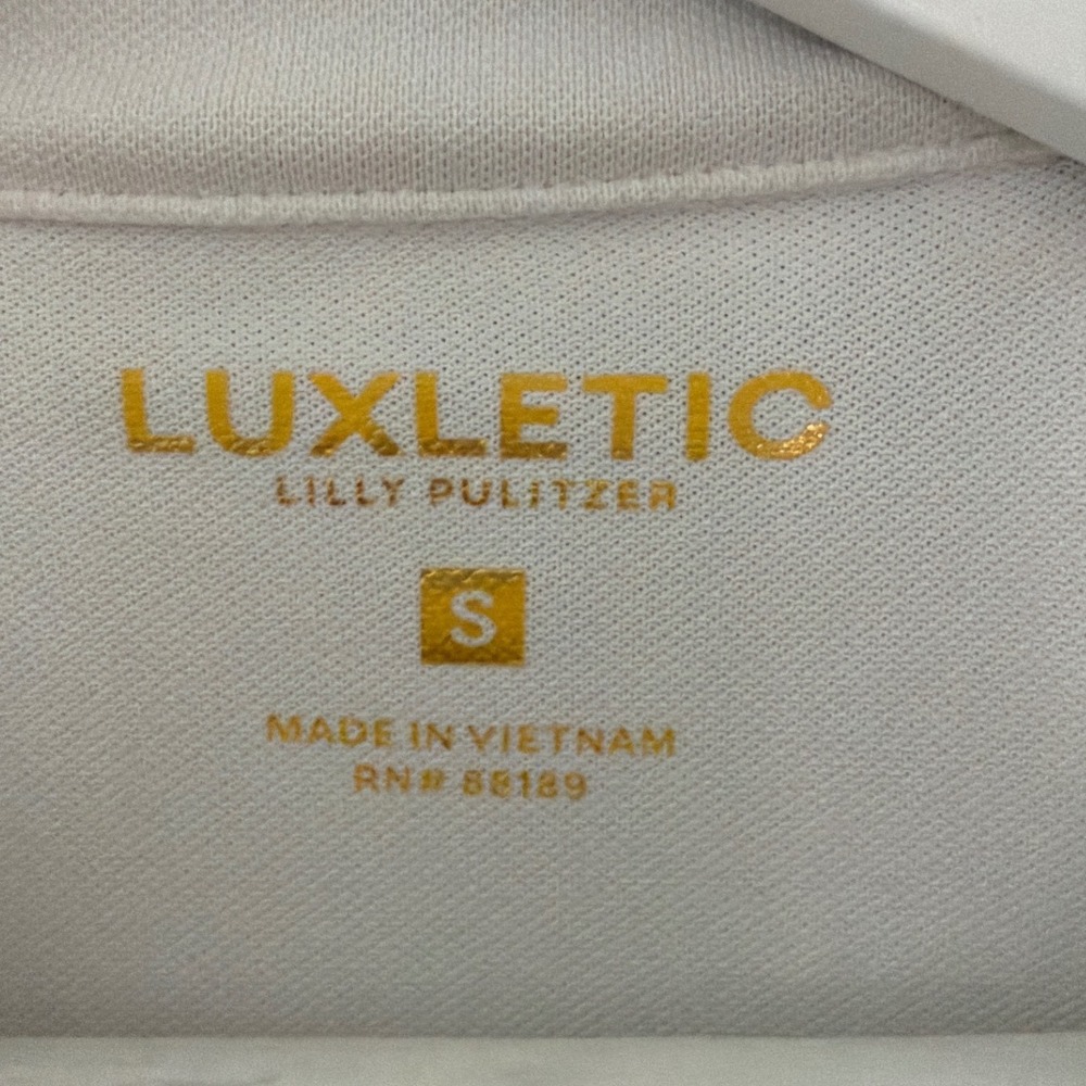 Lilly Pulitzer Luxletic Martina Polo Top Resort White UPF 50+Ruffle Sleeveless S - Picture 6 of 10